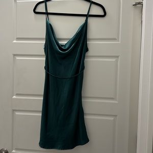 Motel Rocks Paiva Dress in Satin Forest Green